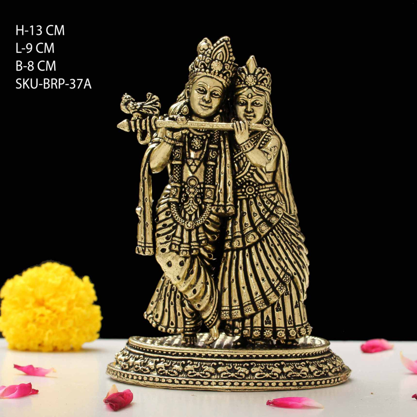 Sacred Radha and Krishna Brass Statue 5 Inch by Trendia Decor