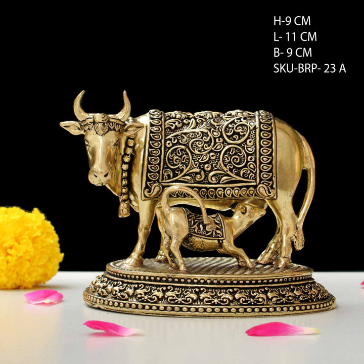 Vastu Showpiece Holy Cow & Calf 3.5 Inch By Trendia Decor