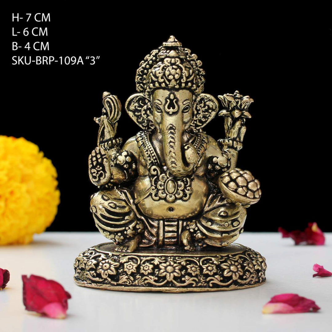 Ganpati Bappa Murti Brass 3 Inch By Trendia Decor