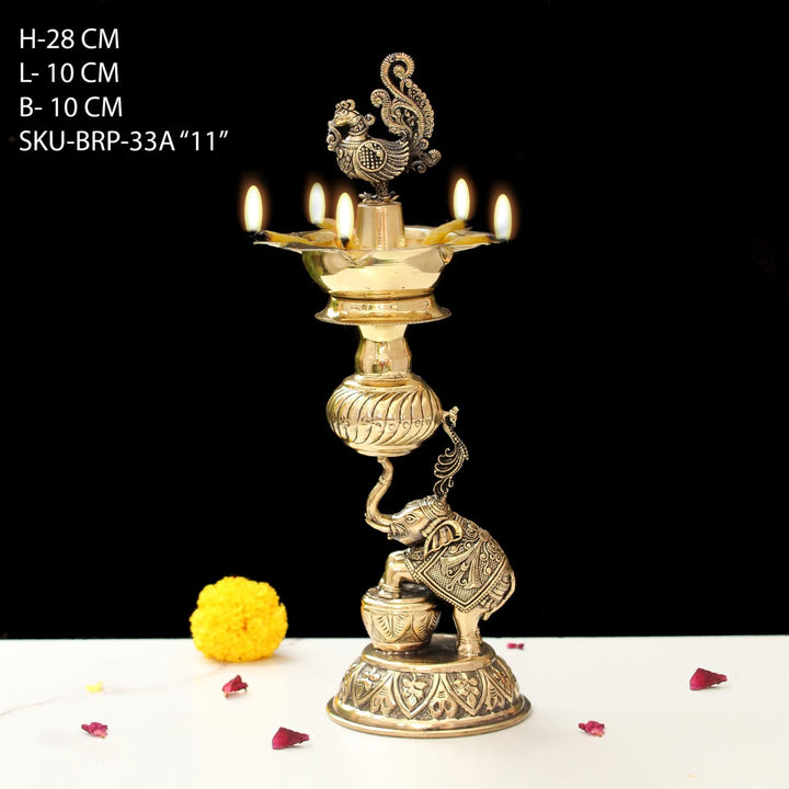 Peacock Brass Oil Lamp Deepak 11 Inch By Trendia Decor