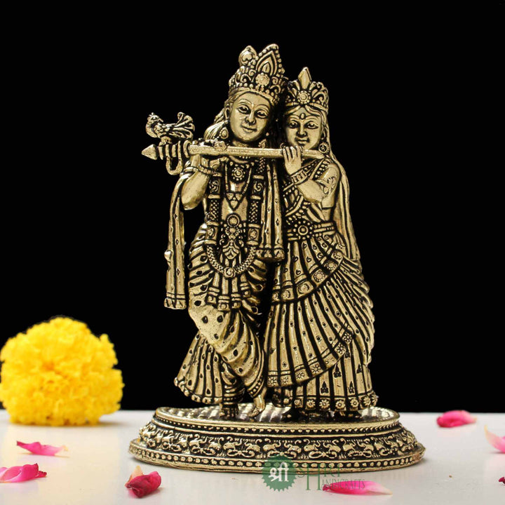 Sacred Radha and Krishna Brass Statue 5 Inch by Trendia Decor