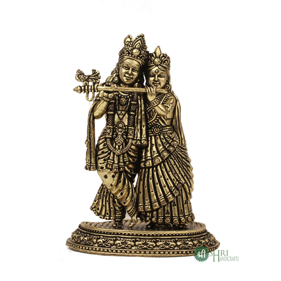 Sacred Radha and Krishna Brass Statue 5 Inch by Trendia Decor