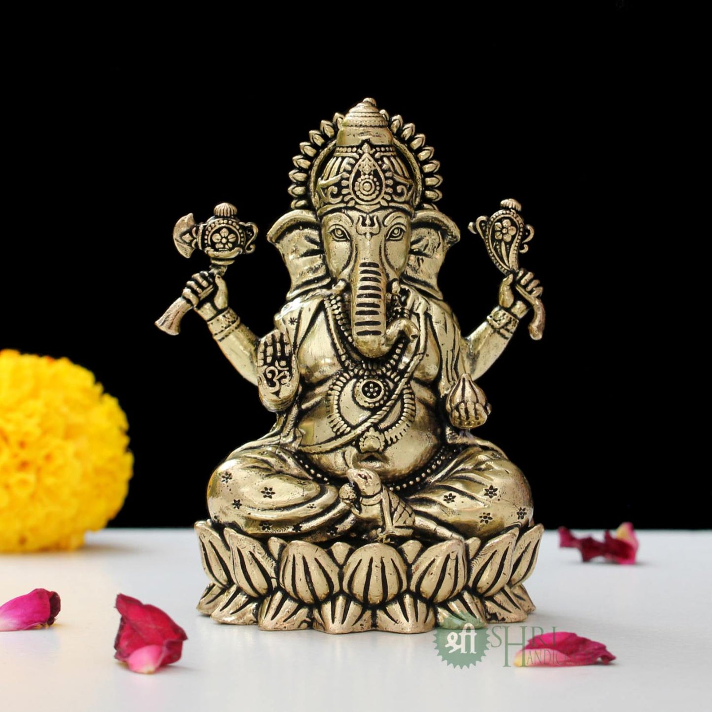 Lotus Ganesh Idol For Home Decor 3.5 Inch By Trendia Decor