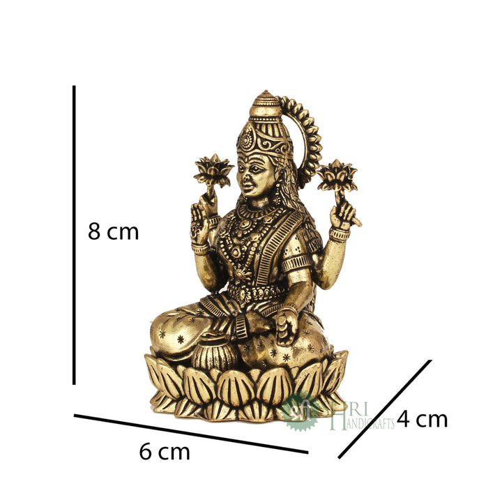 Brass Lakshmi In Lotus Brass Idol 3.5 Inch By Trendia Decor