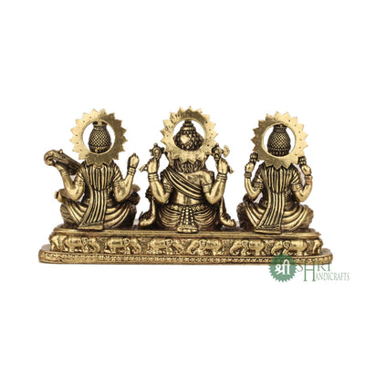 Brass Idol Set Of Lakshmi, Ganesh & Saraswati By Trendia Decor