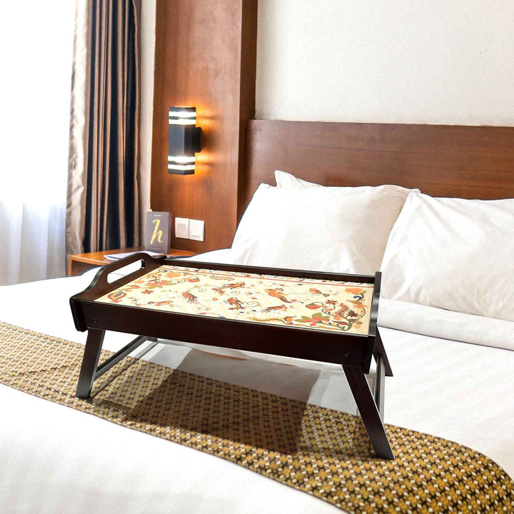 Wooden Breakfast Tray With Kalamkari Work By Trendia Decor