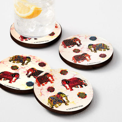 Table Coasters Elephant Textile Print By Trendia Decor