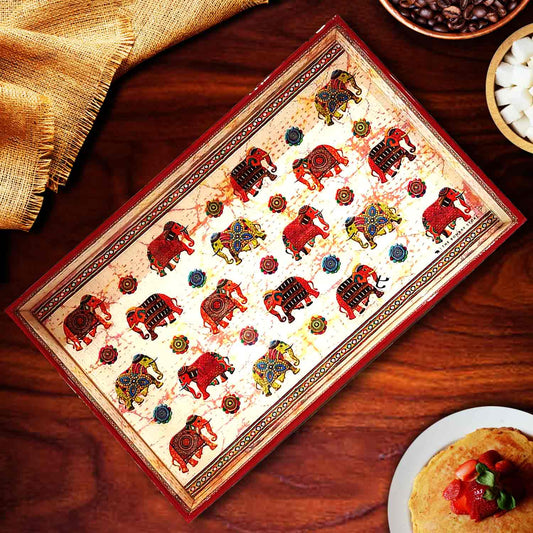 Colourful Elephants Large Serving Tray By Trendia Decor