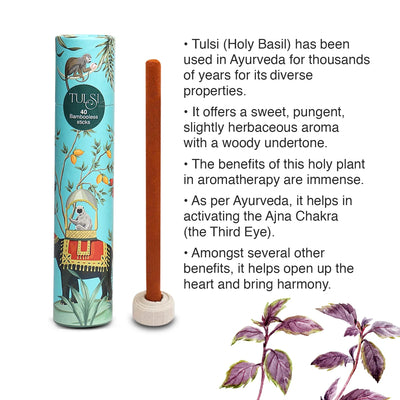 Sacred Life Bamboo Less Incense Tulsi- PRISONS OF INDIA