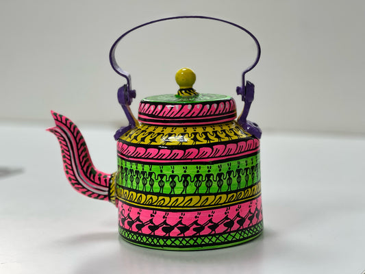 Odisha Saura Art Tribal Kettle Decor Multicolor - Kondapalli Toys