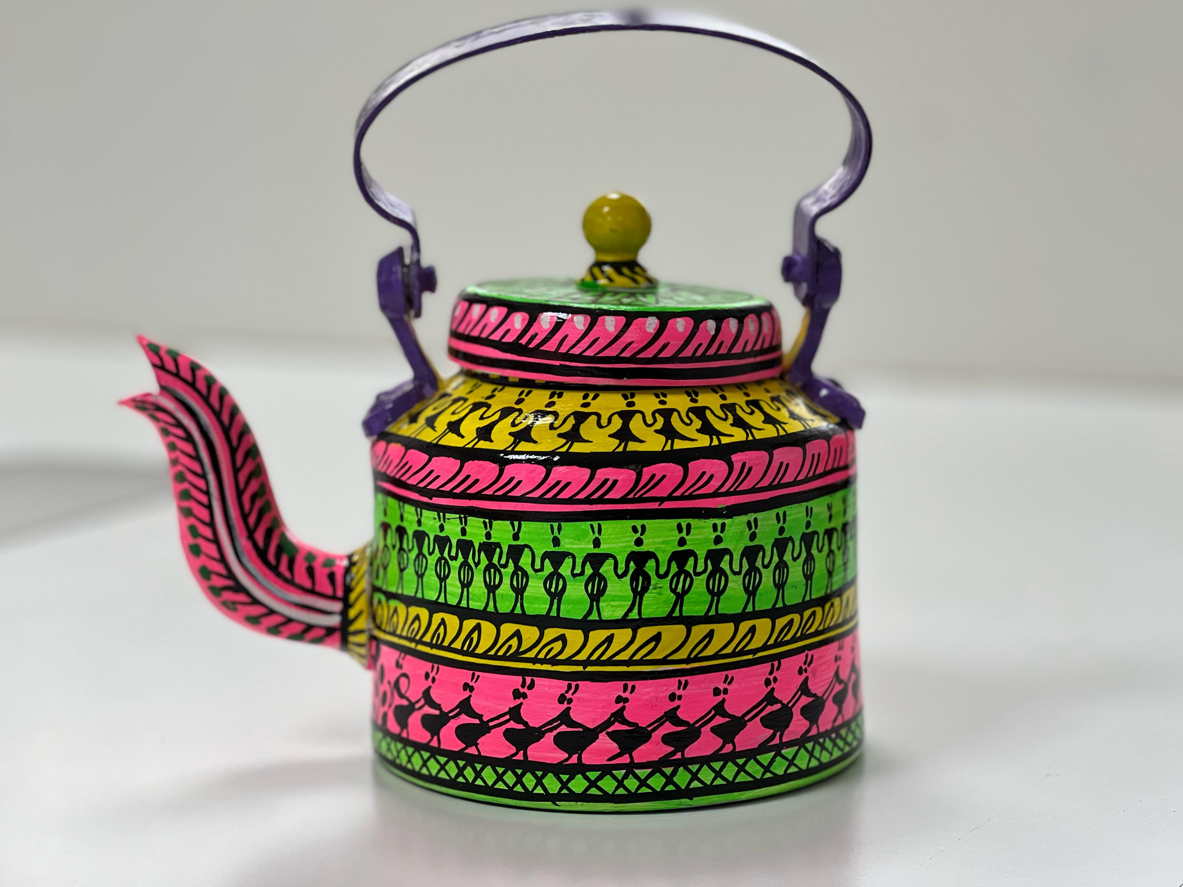 Odisha Saura Art Tribal Kettle Decor Multicolor - Kondapalli Toys