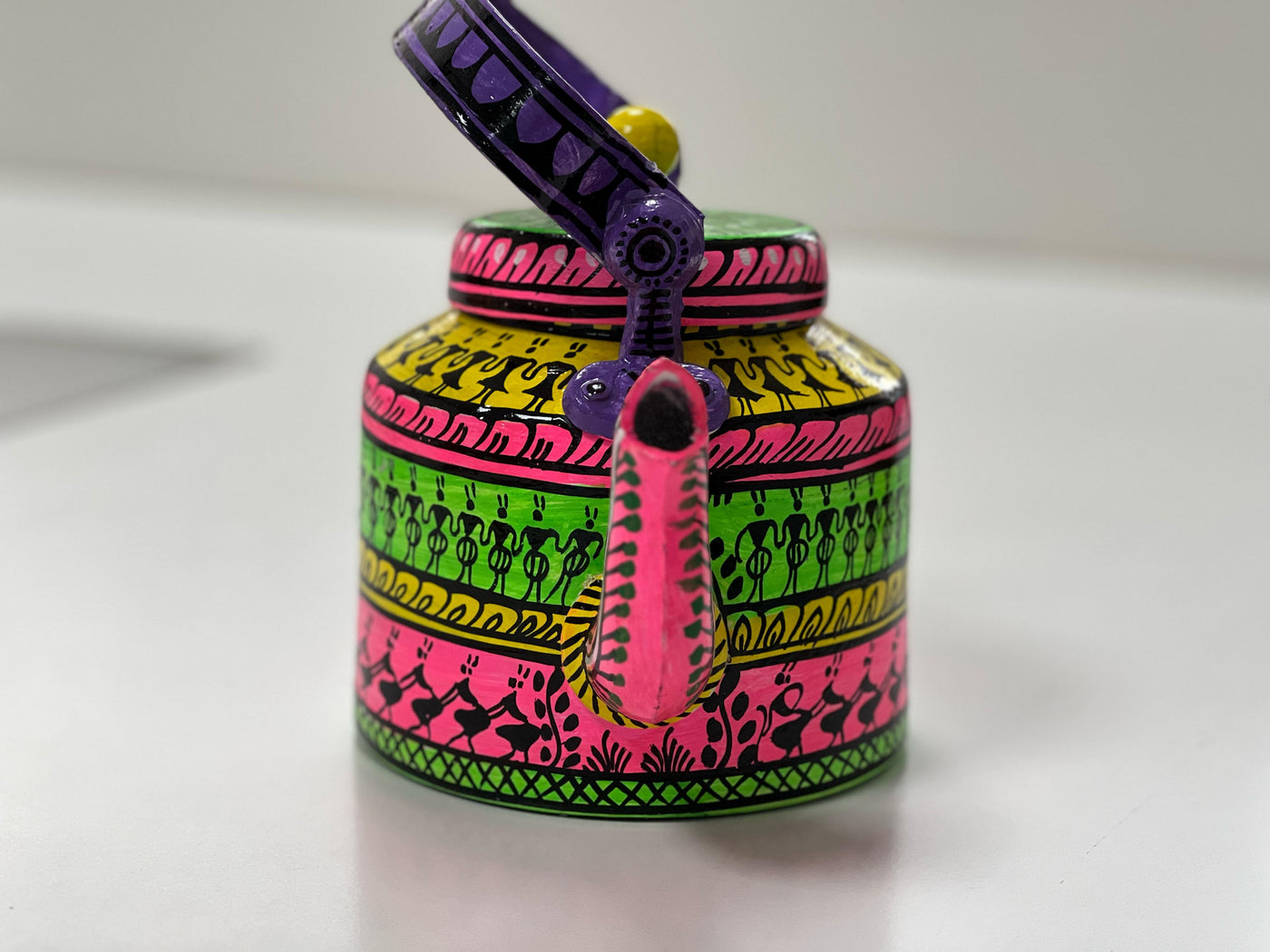 Odisha Saura Art Tribal Kettle Decor Multicolor - Kondapalli Toys