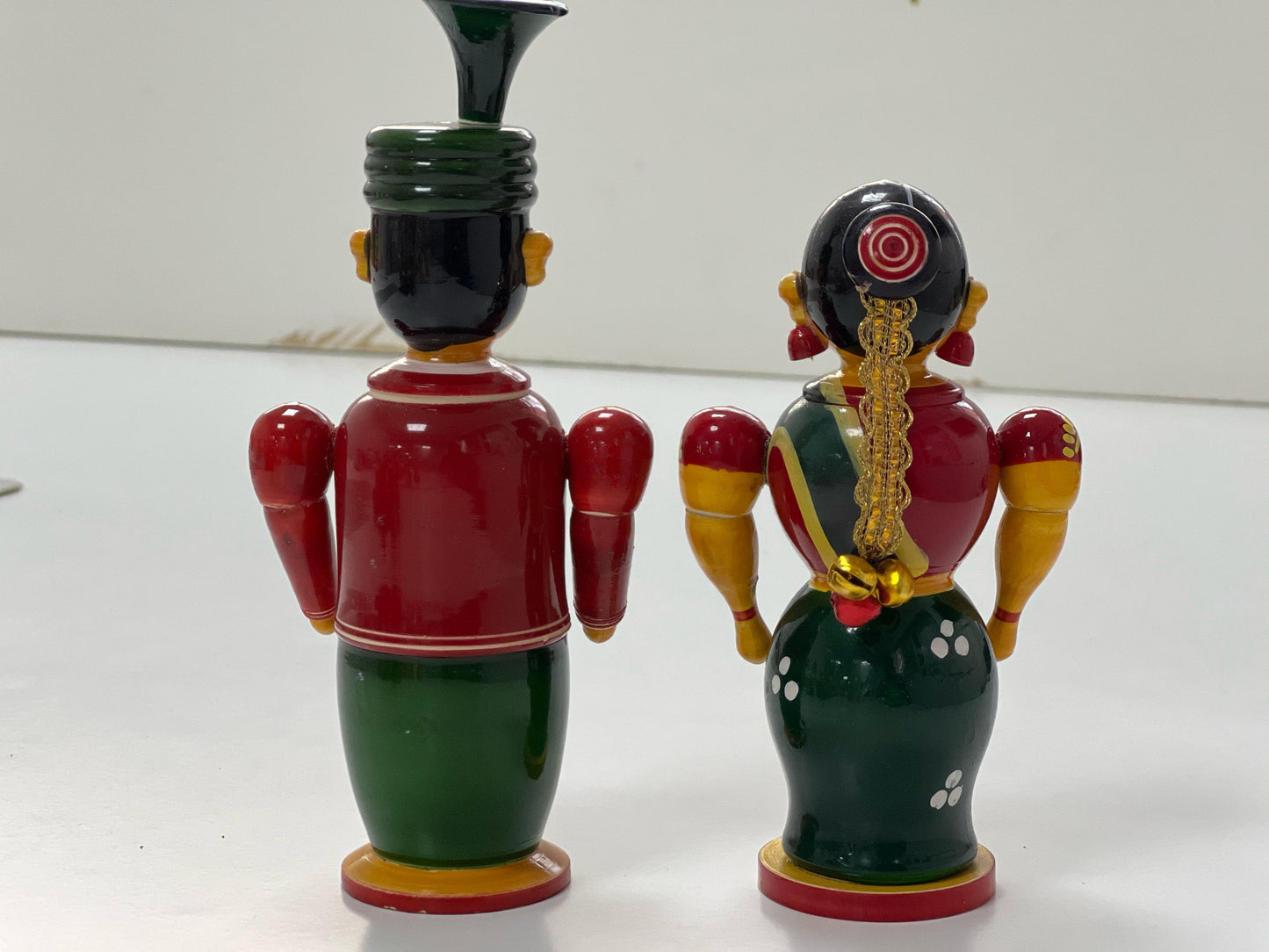 Handcrafted Wooden Bride & Groom Kondapalli Dolls Green Large