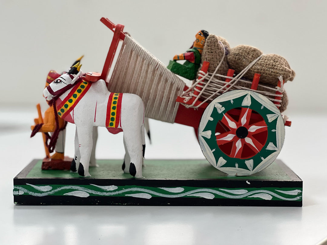 Handicraft Wooden Bullock Cart Showpiece - Kondapalli Toys