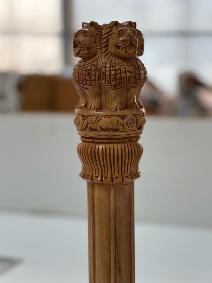 Wood Carved Ashoka Pillar Large - Kondapalli Toys