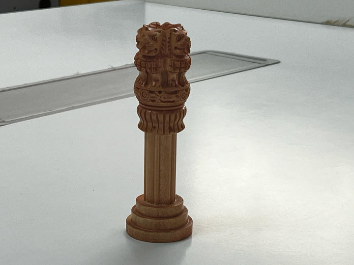 Wood Carved Ashoka Pillar Small - Kondapalli Toys