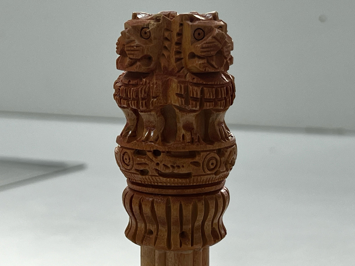 Wood Carved Ashoka Pillar Small - Kondapalli Toys
