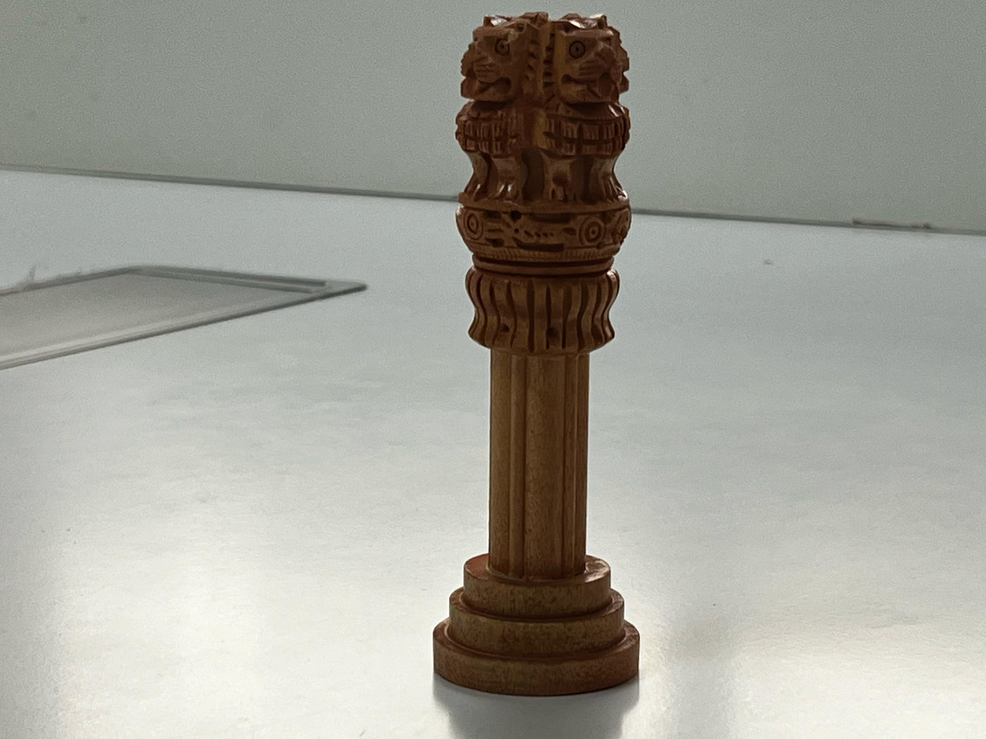 Wood Carved Ashoka Pillar Small - Kondapalli Toys