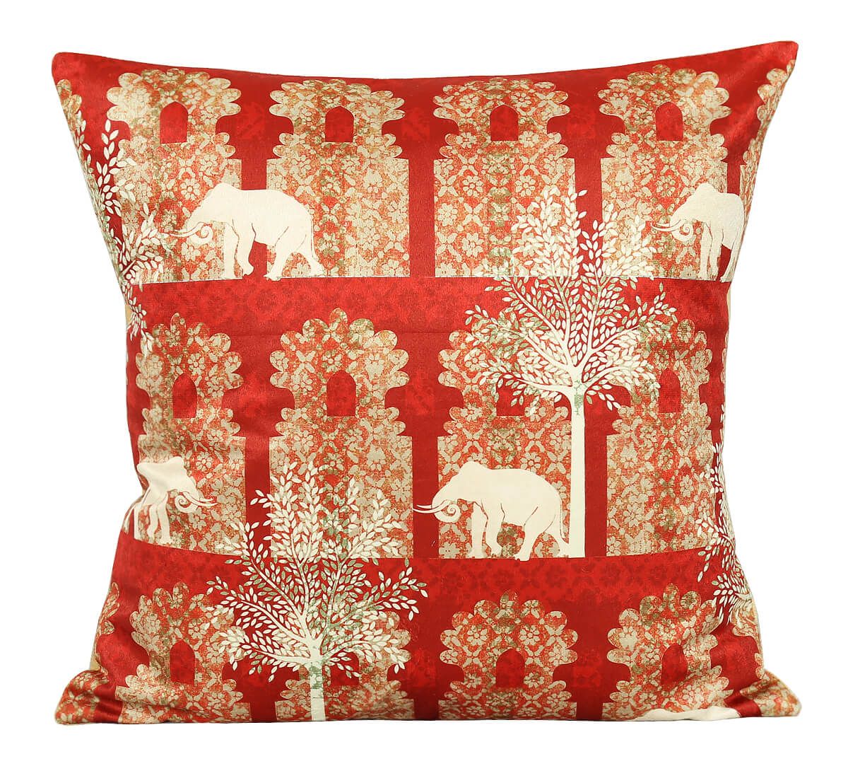 Ancient Haathi Blended Velvet Cushion Cover Set of 5 (18" x 18")