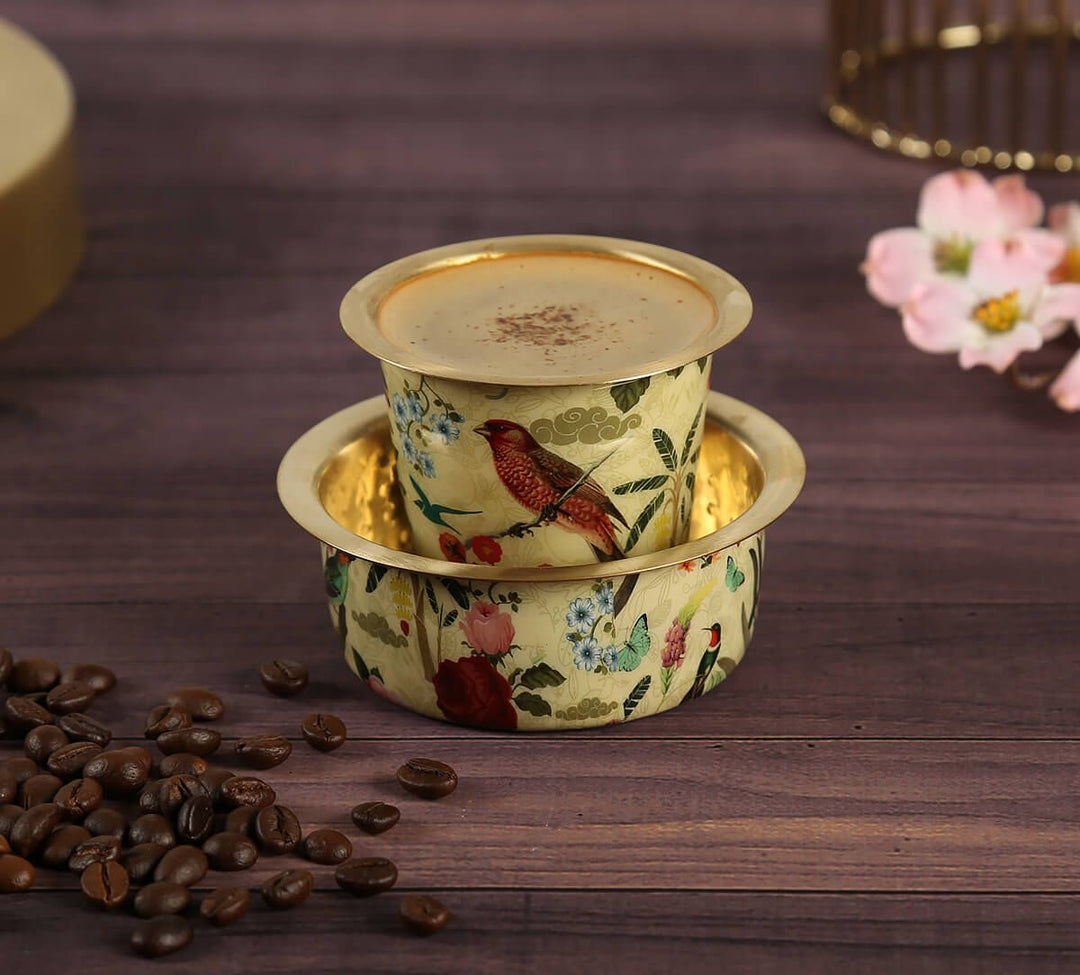 Bird Land Brass Coffee Tumbler Set