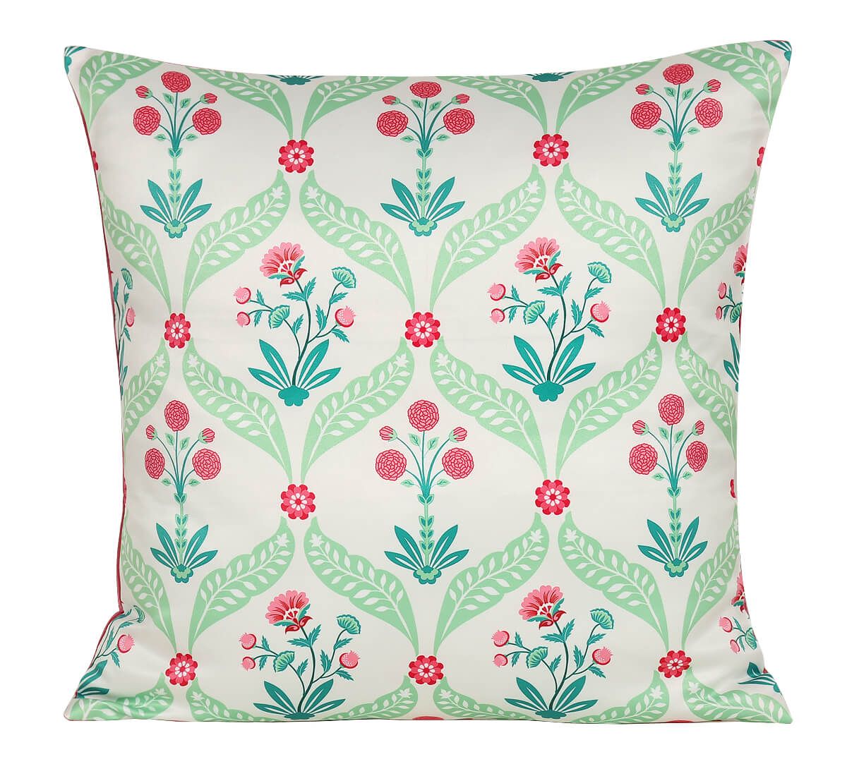 Blooming Dahlia Satin Blend Cushion Cover Set of 5