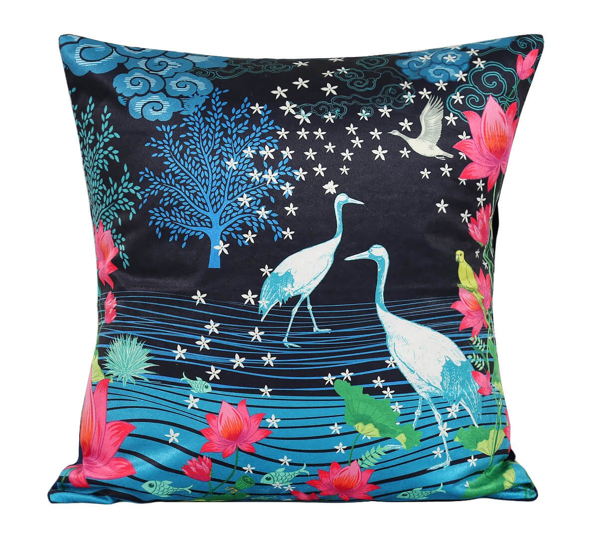 Blooms & Swans Blended Velvet Cushion Cover Set of 5