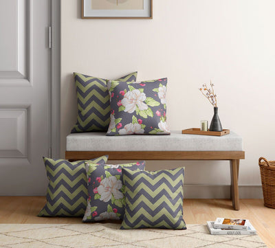 Chevron Melavo Satin Blend Cushion Cover Set of 5