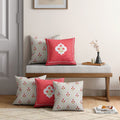 Grey Poppy Flower Satin Blend Cushion Cover Set of 5