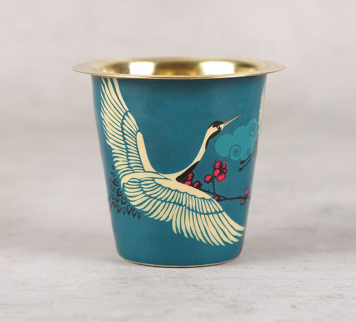 Legend of the Cranes Brass Coffee Tumbler Set