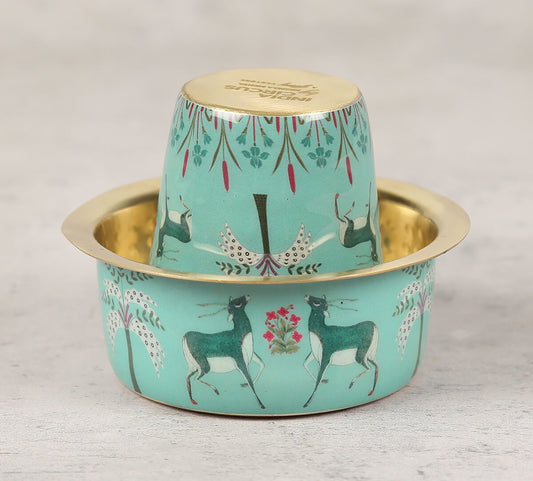 Mirroring Deer Garden Brass Coffee Tumbler Set