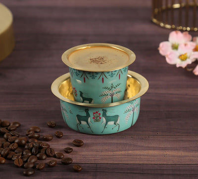 Mirroring Deer Garden Brass Coffee Tumbler Set