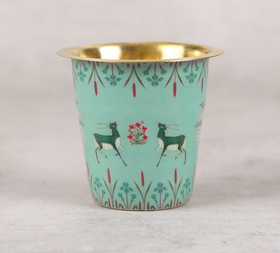 Mirroring Deer Garden Brass Coffee Tumbler Set