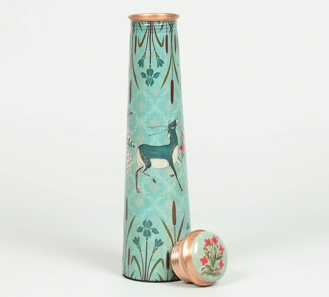 Mirroring Deer Garden Tapered Copper Bottle