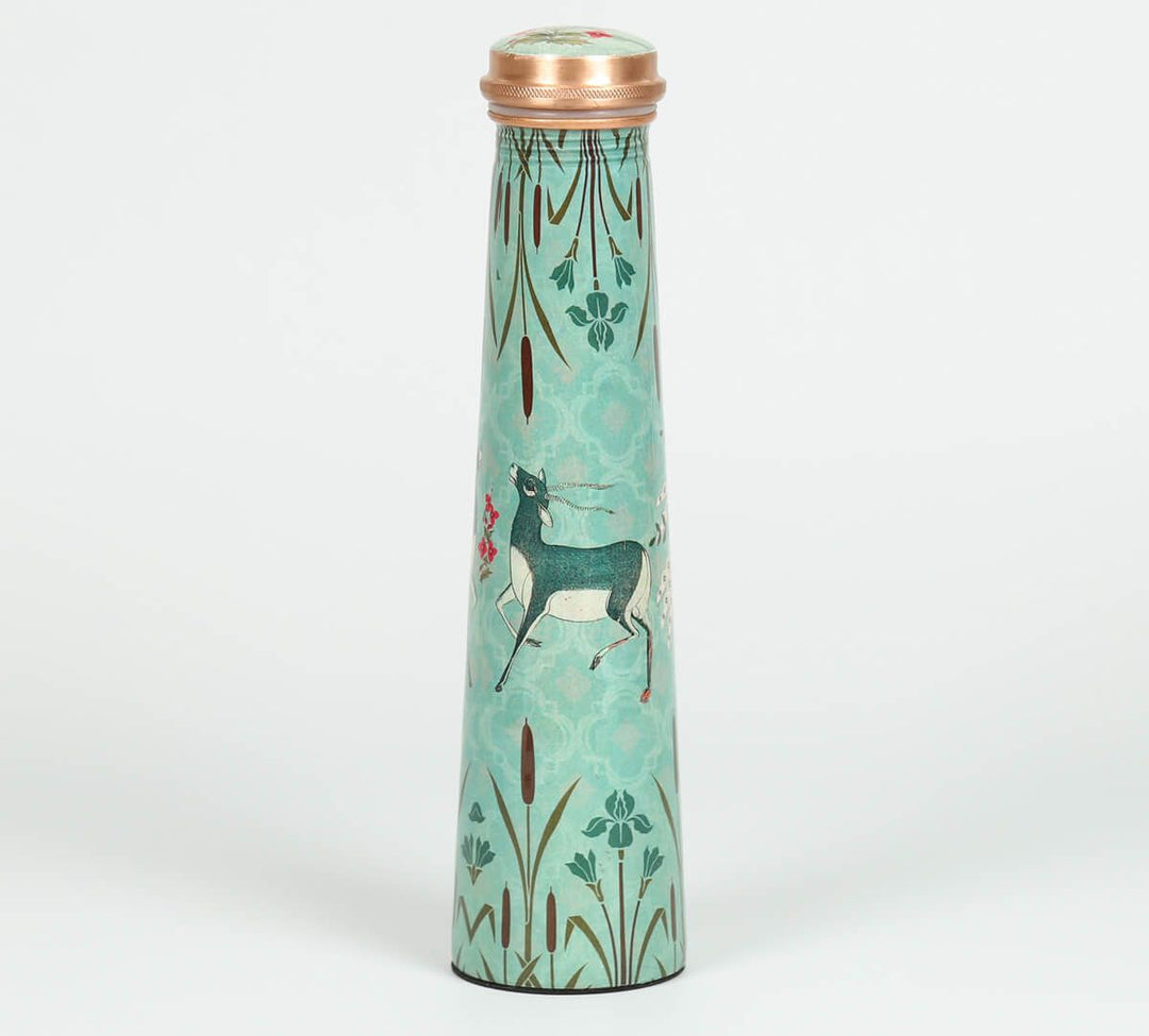 Mirroring Deer Garden Tapered Copper Bottle