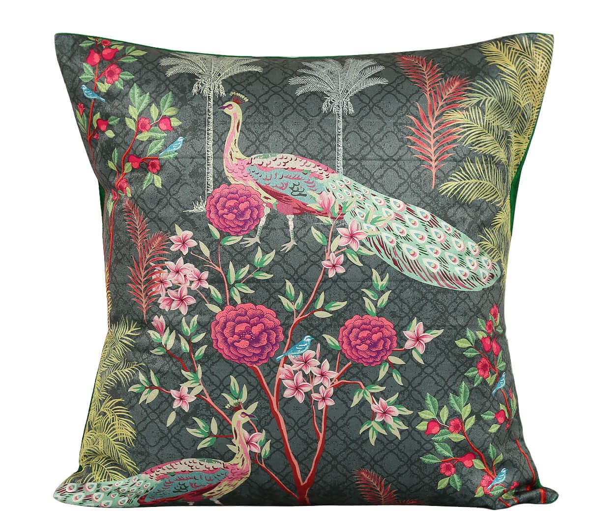 Peacock & Conifer Blended Velvet Cushion Cover Set of 5