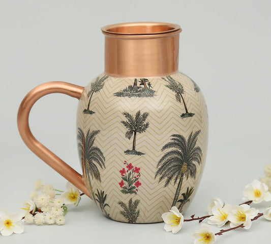 Chevron Palm Copper Jug Set