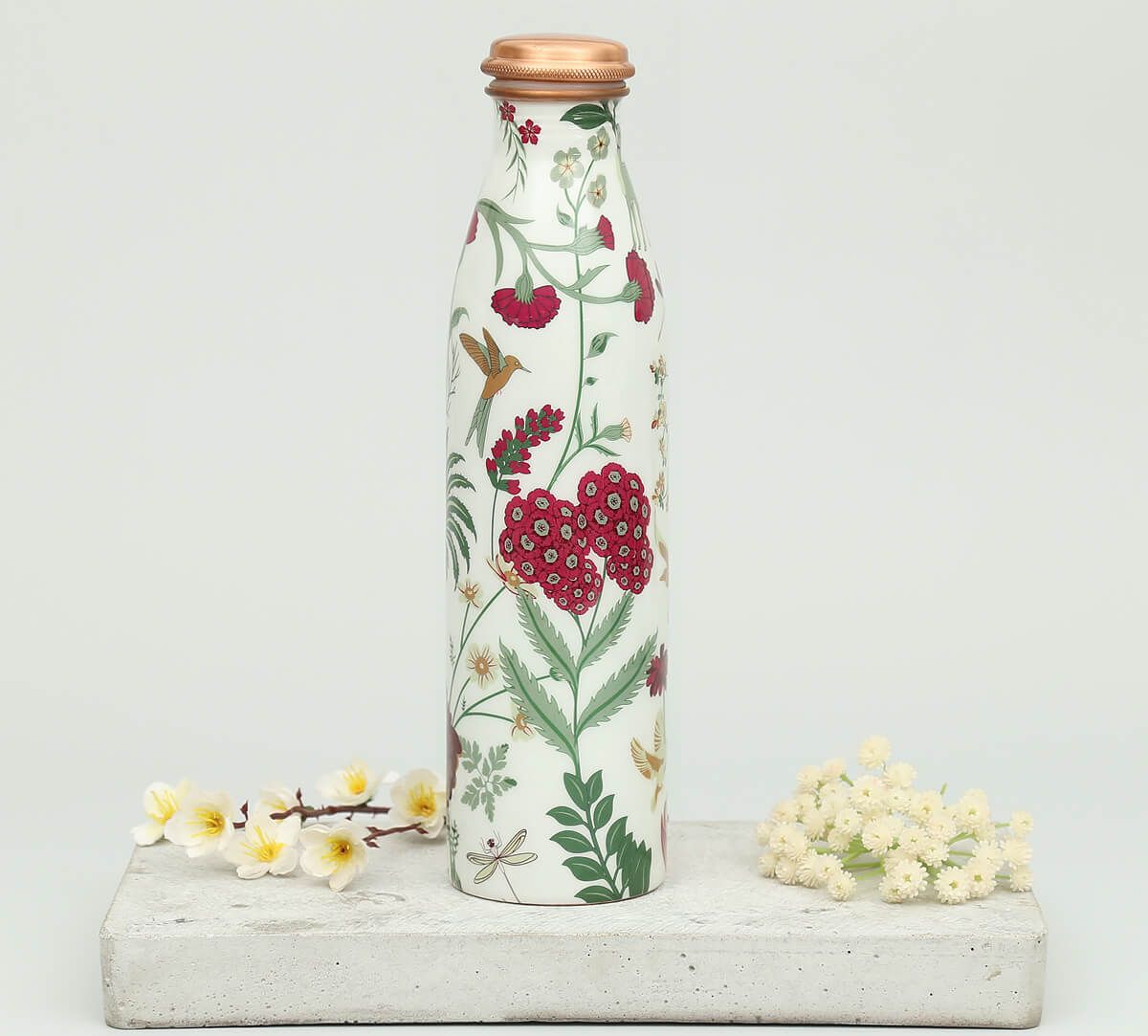 Grey Floral Galore Copper Bottle