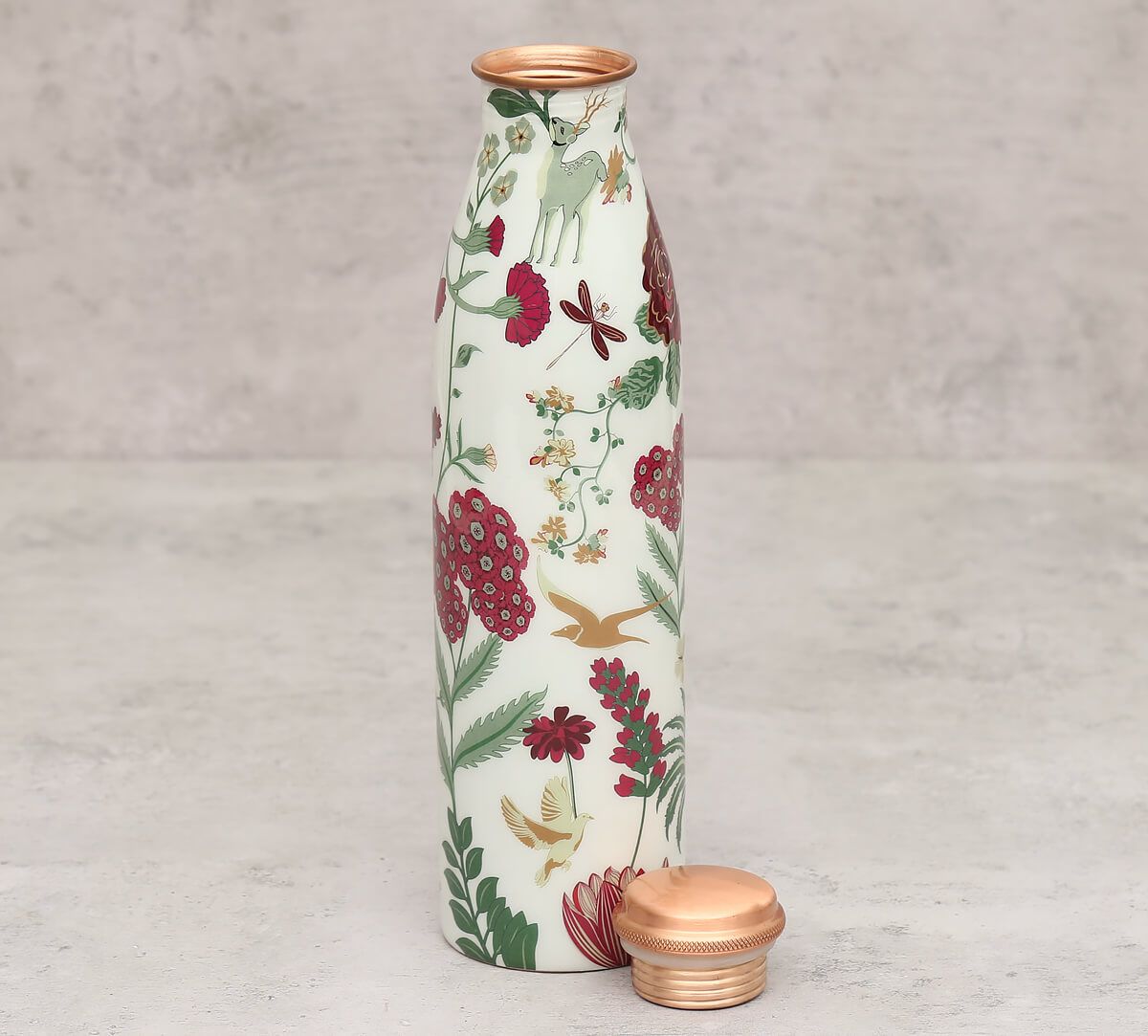 Grey Floral Galore Copper Bottle