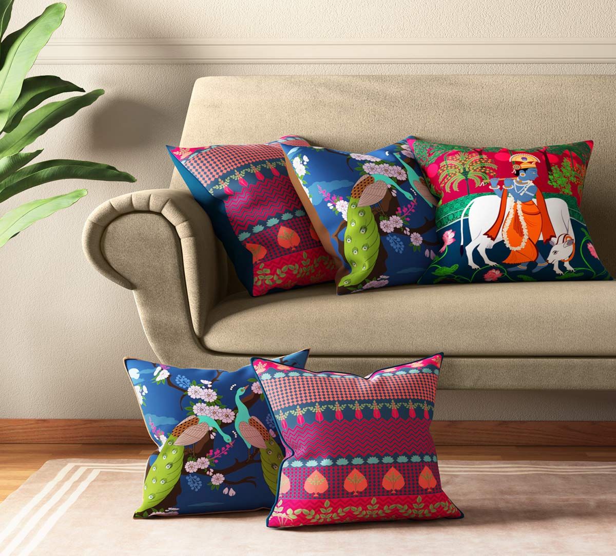 Kreeshna Baugh Cushion Cover Set of 5