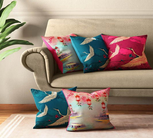 Lakeside Crane Flight Cushion Cover Set of 5