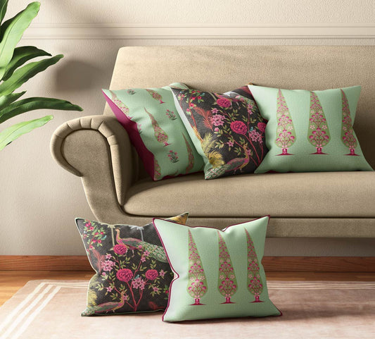 Peacock & Conifer Cushion Cover Set of 5