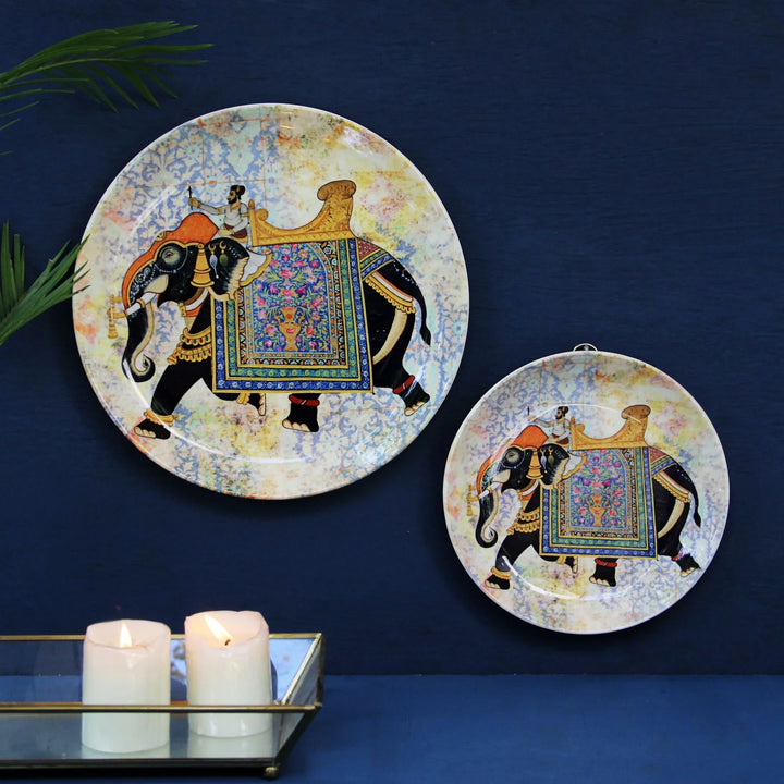 Blue elephant wall plate - 4990