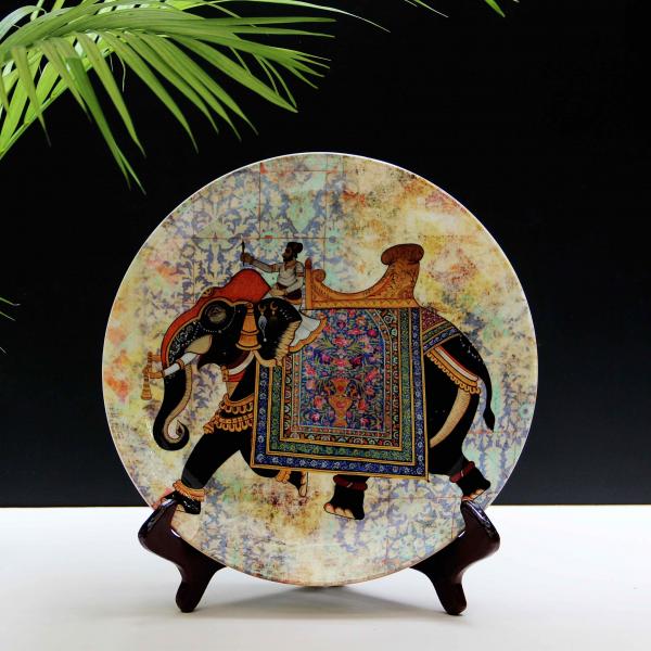 Blue elephant wall plate - 4990